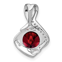 14k White Gold Garnet and Diamond Pendant-PM7058-GA-006-WA