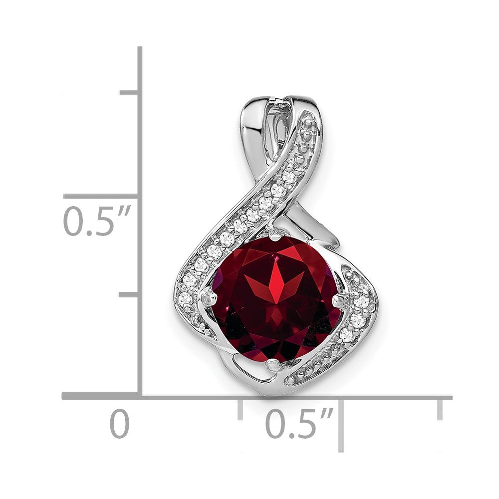 14k White Gold Garnet and Diamond Pendant-PM7058-GA-006-WA