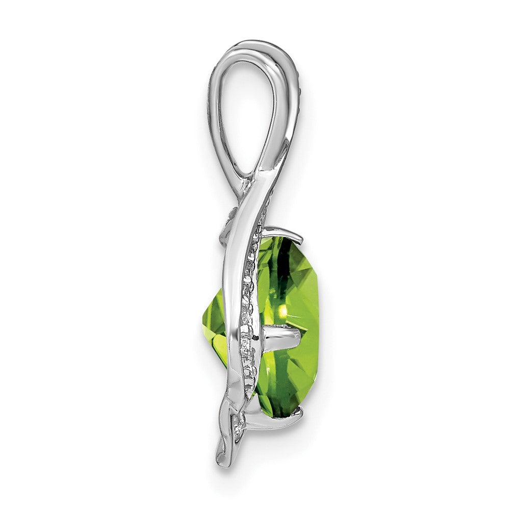 14k White Gold Peridot and Diamond Pendant-PM7058-PE-006-WA