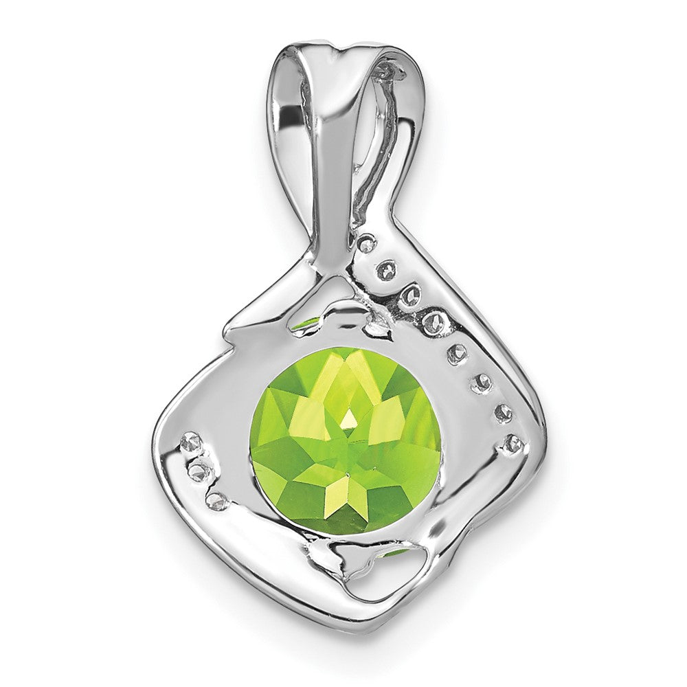 14k White Gold Peridot and Diamond Pendant-PM7058-PE-006-WA