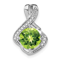 14k White Gold Peridot and Diamond Pendant-PM7058-PE-006-WA
