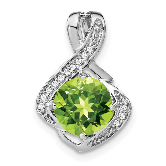 14k White Gold Peridot and Diamond Pendant-PM7058-PE-006-WA