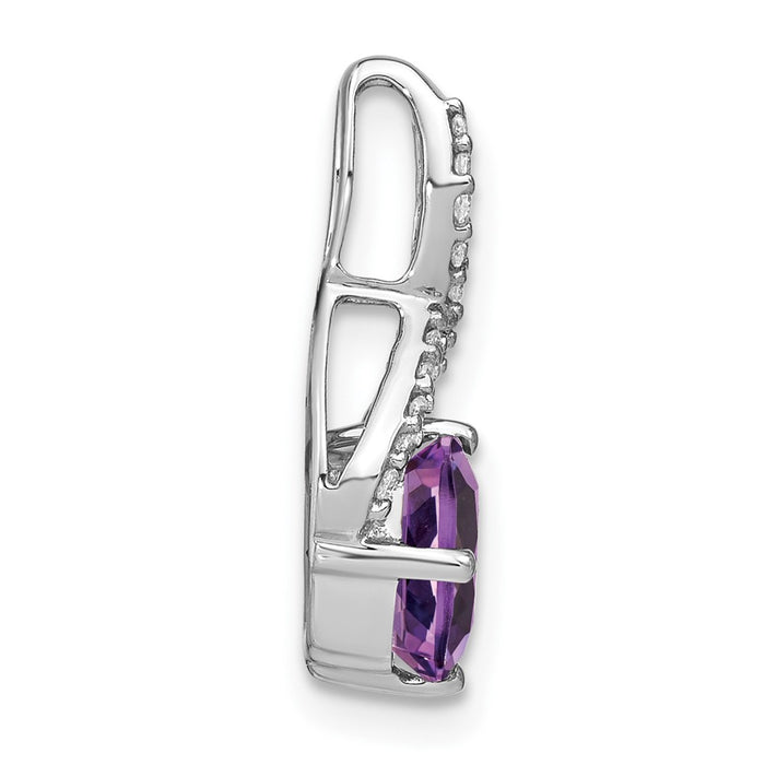 14k White Gold Cushion Amethyst and Diamond Pendant-PM7059-AM-010-WA