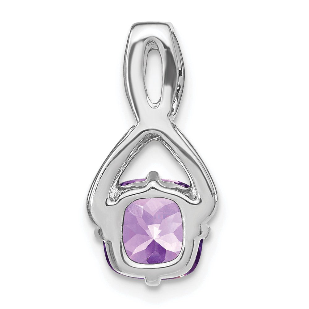 14k White Gold Cushion Amethyst and Diamond Pendant-PM7059-AM-010-WA