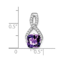 14k White Gold Cushion Amethyst and Diamond Pendant-PM7059-AM-010-WA