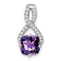 14k White Gold Cushion Amethyst and Diamond Pendant-PM7059-AM-010-WA