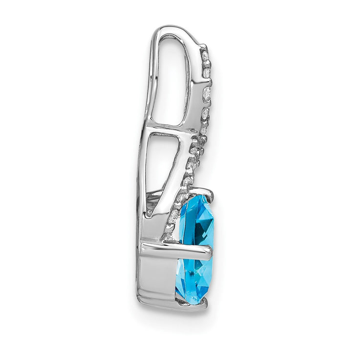 14k White Gold Cushion Blue Topaz and Diamond Pendant-PM7059-BT-010-WA