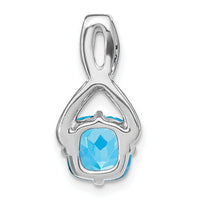 14k White Gold Cushion Blue Topaz and Diamond Pendant-PM7059-BT-010-WA
