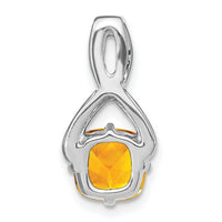 14k White Gold Cushion Citrine and Diamond Pendant-PM7059-CI-010-WA