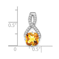 14k White Gold Cushion Citrine and Diamond Pendant-PM7059-CI-010-WA