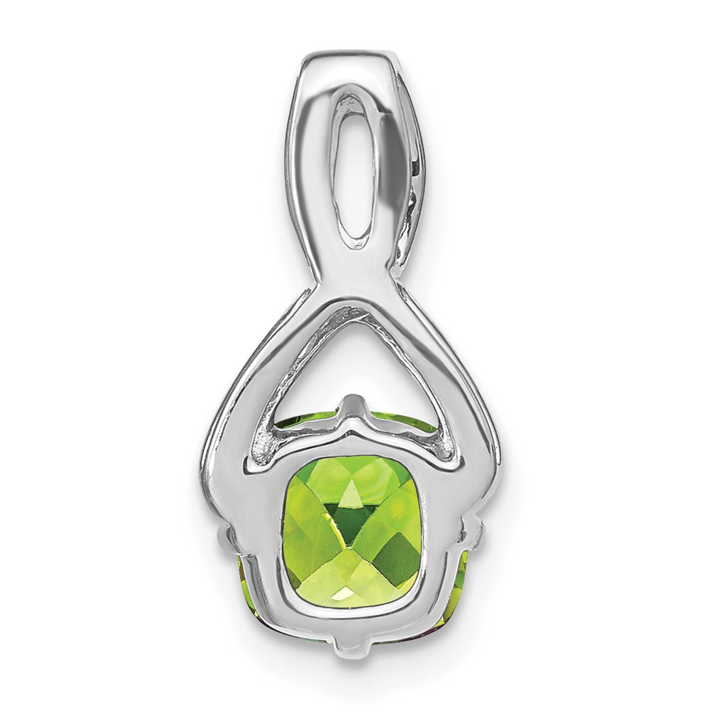 14k White Gold Cushion Peridot and Diamond Pendant-PM7059-PE-010-WA