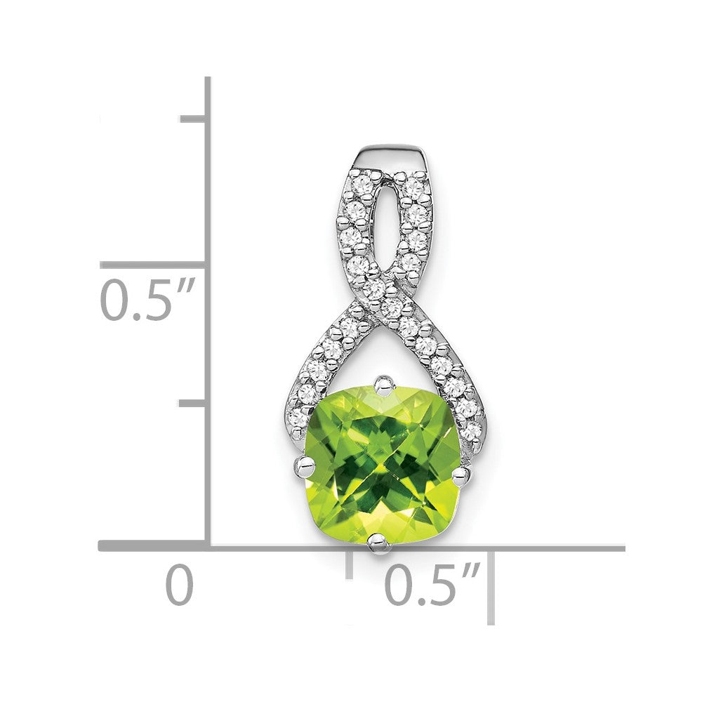 14k White Gold Cushion Peridot and Diamond Pendant-PM7059-PE-010-WA