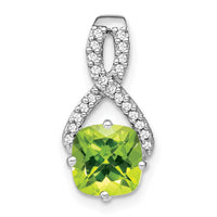 14k White Gold Cushion Peridot and Diamond Pendant-PM7059-PE-010-WA