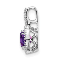 14k White Gold Cushion Amethyst and Diamond Pendant-PM7060-AM-001-WA