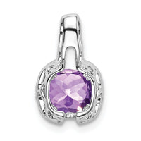 14k White Gold Cushion Amethyst and Diamond Pendant-PM7060-AM-001-WA