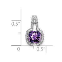 14k White Gold Cushion Amethyst and Diamond Pendant-PM7060-AM-001-WA