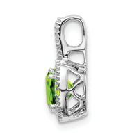 14k White Gold Cushion Peridot and Diamond Pendant-PM7060-PE-001-WA