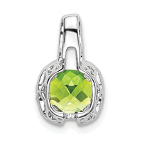 14k White Gold Cushion Peridot and Diamond Pendant-PM7060-PE-001-WA