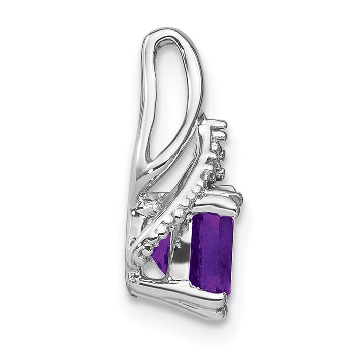 14k White Gold Cushion Amethyst and Diamond Pendant-PM7061-AM-001-WA