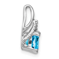 14k White Gold Cushion Blue Topaz and Diamond Pendant-PM7061-BT-001-WA