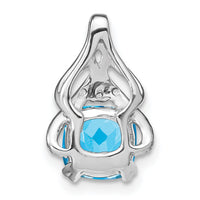 14k White Gold Cushion Blue Topaz and Diamond Pendant-PM7061-BT-001-WA