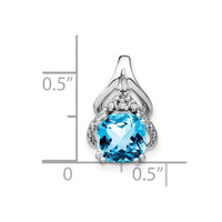 14k White Gold Cushion Blue Topaz and Diamond Pendant-PM7061-BT-001-WA