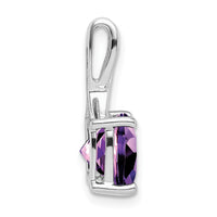 14k White Gold Cushion Amethyst and Diamond Pendant-PM7062-AM-002-WA