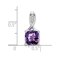 14k White Gold Cushion Amethyst and Diamond Pendant-PM7062-AM-002-WA