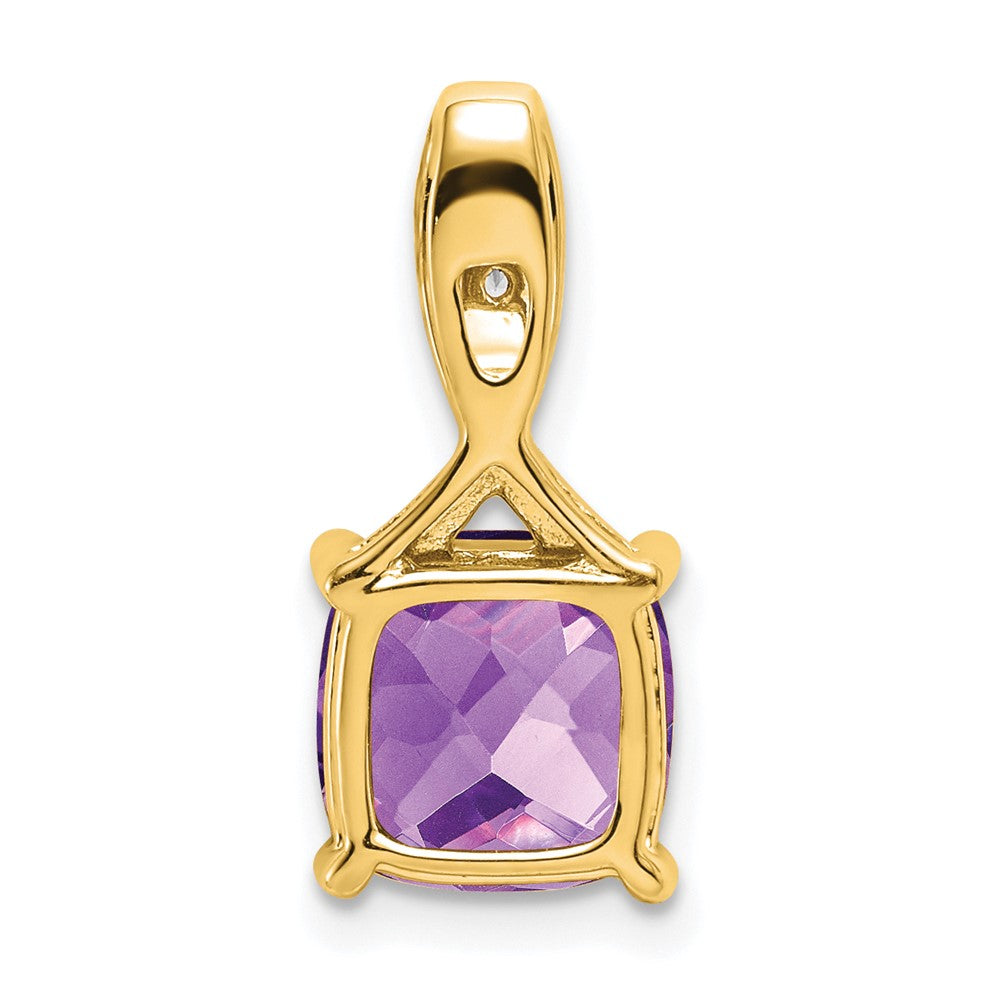 14k Cushion Amethyst and Diamond Pendant-PM7062-AM-002-YA