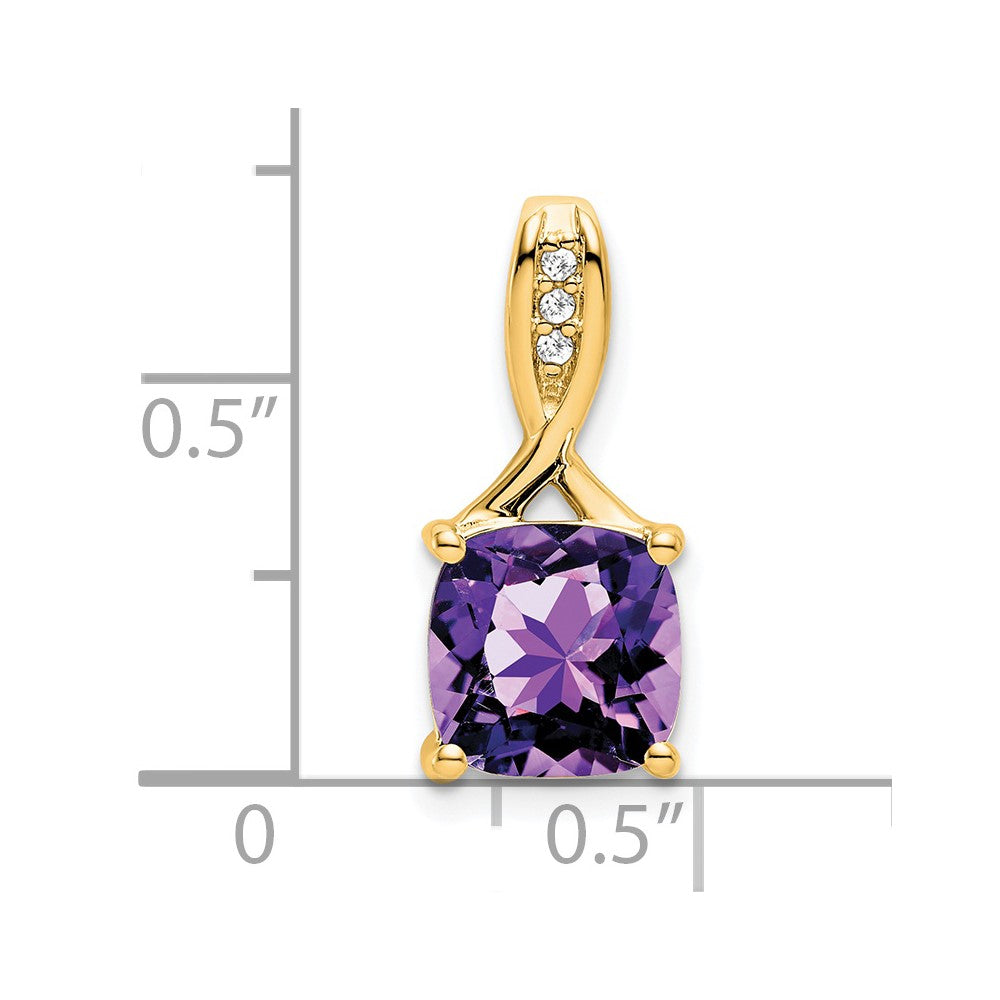14k Cushion Amethyst and Diamond Pendant-PM7062-AM-002-YA