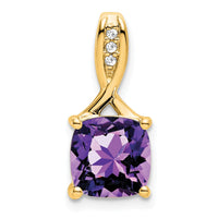 14k Cushion Amethyst and Diamond Pendant-PM7062-AM-002-YA