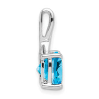 14k White Gold Cushion Blue Topaz and Diamond Pendant-PM7062-BT-002-WA