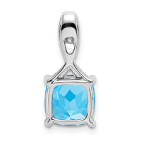 14k White Gold Cushion Blue Topaz and Diamond Pendant-PM7062-BT-002-WA