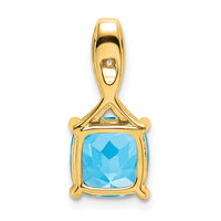 14k Cushion Blue Topaz and Diamond Pendant-PM7062-BT-002-YA