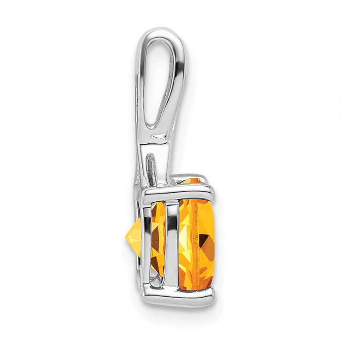 14k White Gold Cushion Citrine and Diamond Pendant-PM7062-CI-002-WA