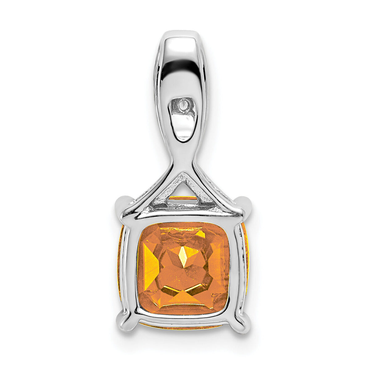 14k White Gold Cushion Citrine and Diamond Pendant-PM7062-CI-002-WA