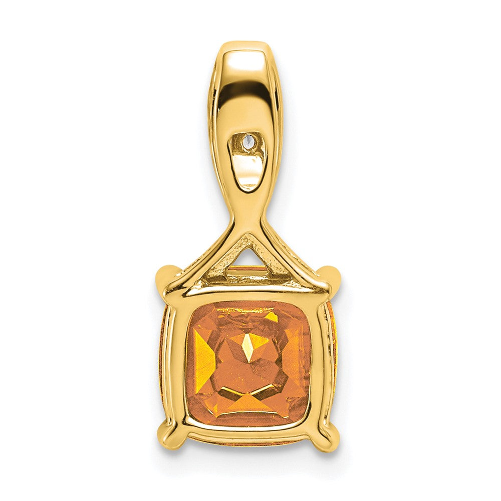 14k Cushion Citrine and Diamond Pendant-PM7062-CI-002-YA