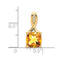 14k Cushion Citrine and Diamond Pendant-PM7062-CI-002-YA