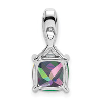 14k White Gold Cushion Mystic Fire Topaz and Diamond Pendant-PM7062-FT-002-WA