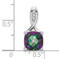 14k White Gold Cushion Mystic Fire Topaz and Diamond Pendant-PM7062-FT-002-WA
