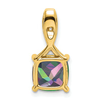 14k Cushion Mystic Fire Topaz and Diamond Pendant-PM7062-FT-002-YA