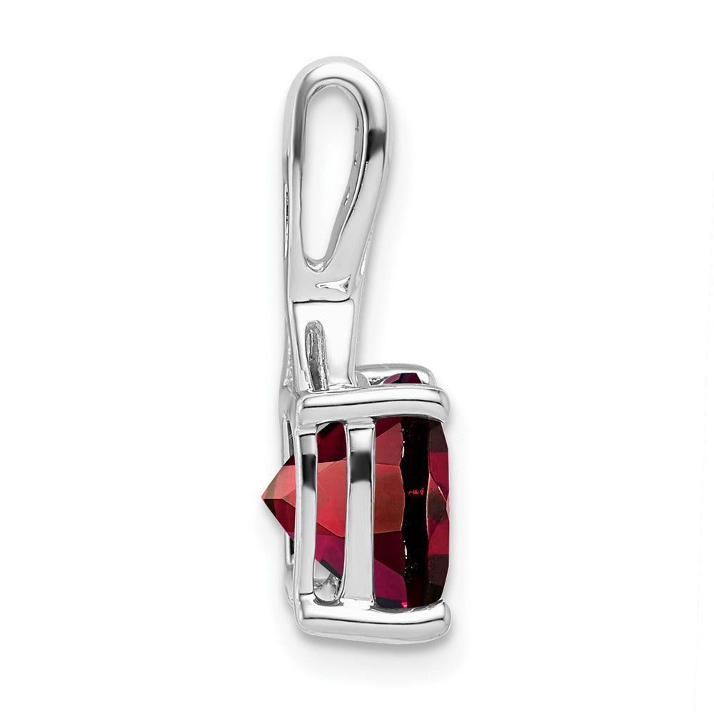 14k White Gold Cushion Garnet and Diamond Pendant-PM7062-GA-002-WA