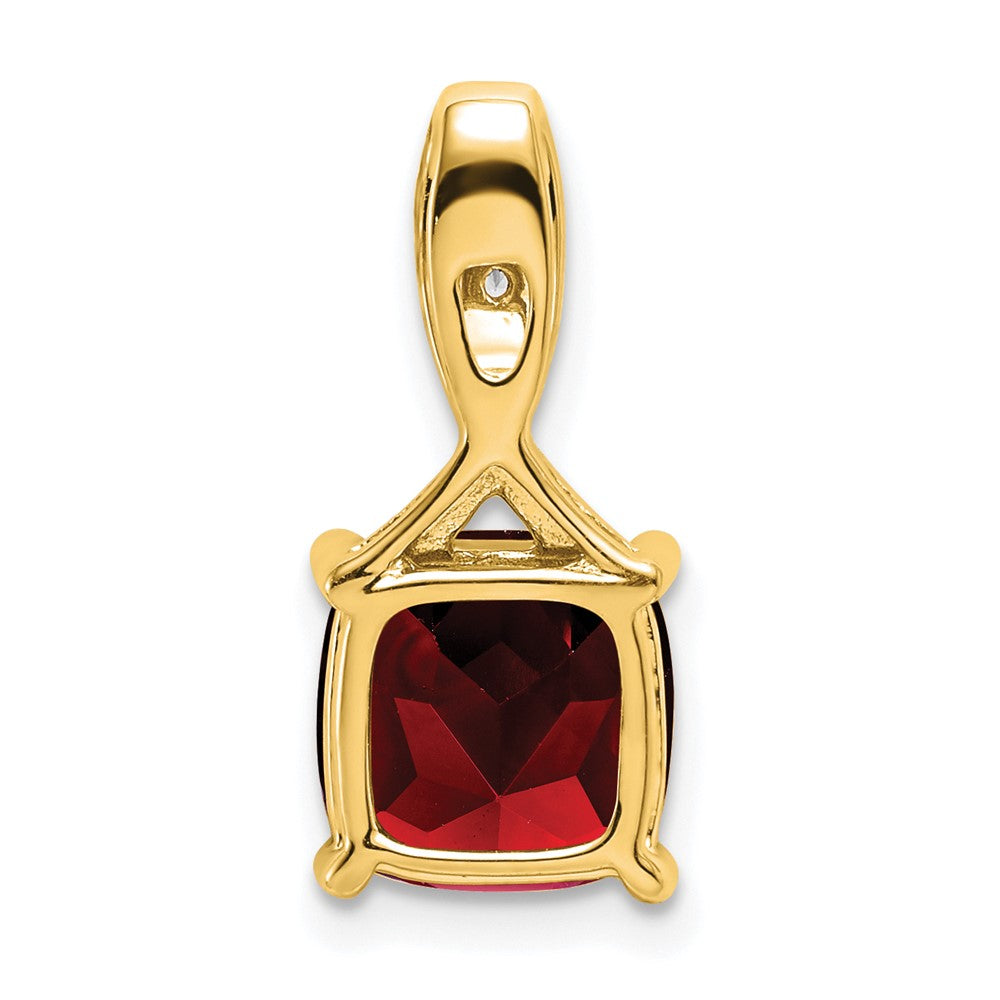 14k Cushion Garnet and Diamond Pendant-PM7062-GA-002-YA