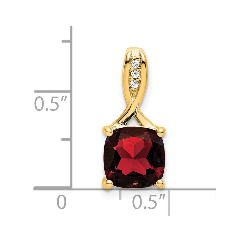 14k Cushion Garnet and Diamond Pendant-PM7062-GA-002-YA
