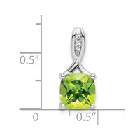 14k White Gold Cushion Peridot and Diamond Pendant-PM7062-PE-002-WA