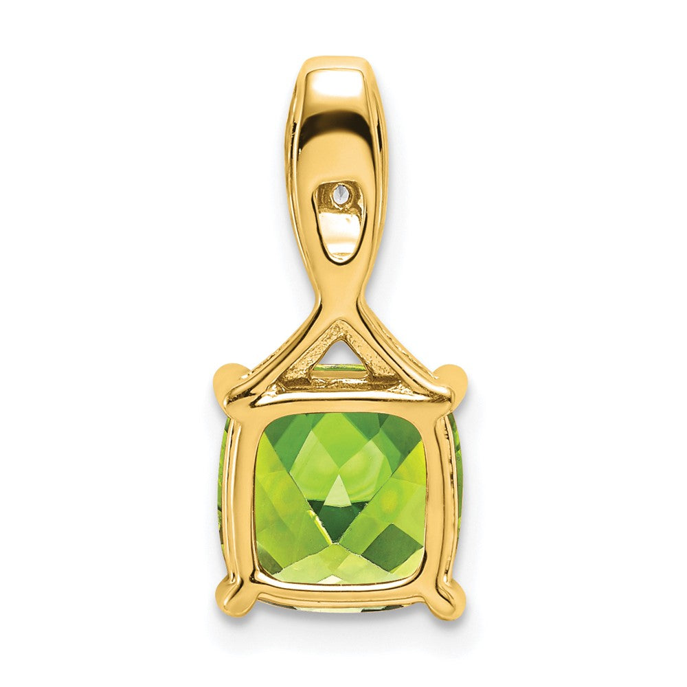 14k Cushion Peridot and Diamond Pendant-PM7062-PE-002-YA