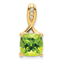 14k Cushion Peridot and Diamond Pendant-PM7062-PE-002-YA