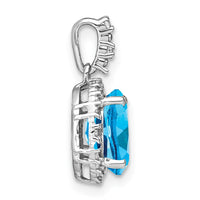 14k White Gold Oval Blue Topaz and Diamond Halo Pendant-PM7063-BT-006-WA