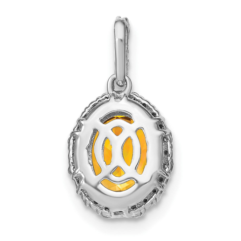 14k White Gold Oval Citrine and Diamond Halo Pendant-PM7063-CI-006-WA