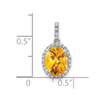 14k White Gold Oval Citrine and Diamond Halo Pendant-PM7063-CI-006-WA